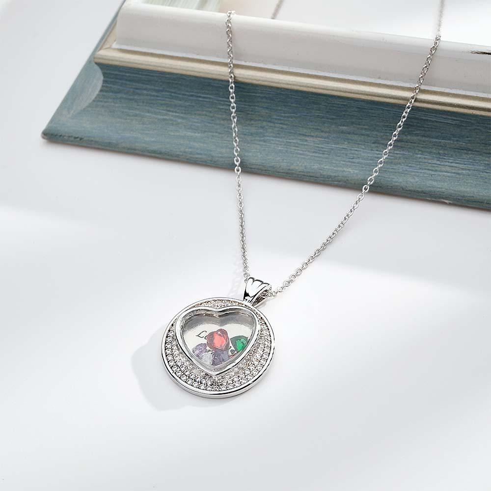 Custom Engraved Rockable Birthstone Necklace Zircon Pendant Gifts For Her