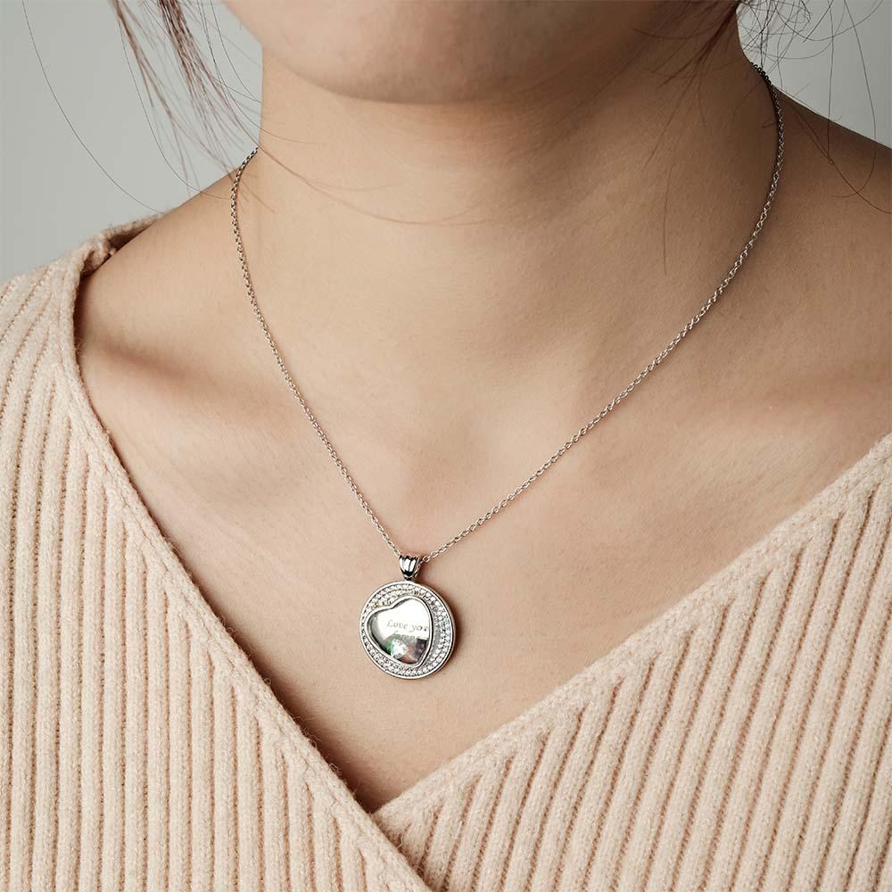 Custom Engraved Rockable Birthstone Necklace Zircon Pendant Gifts For Her