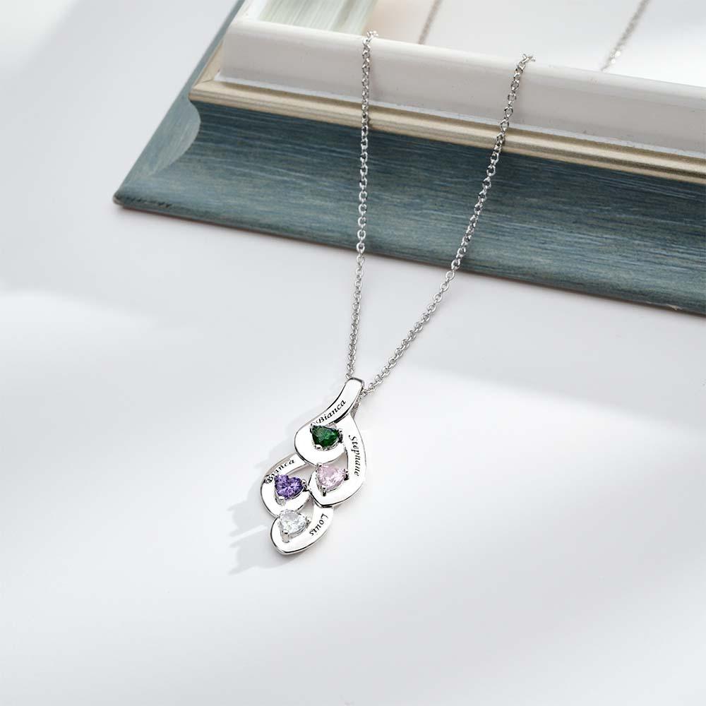 Engravable Twine Heart Birthstone Necklace Colorful Jewelry For Women