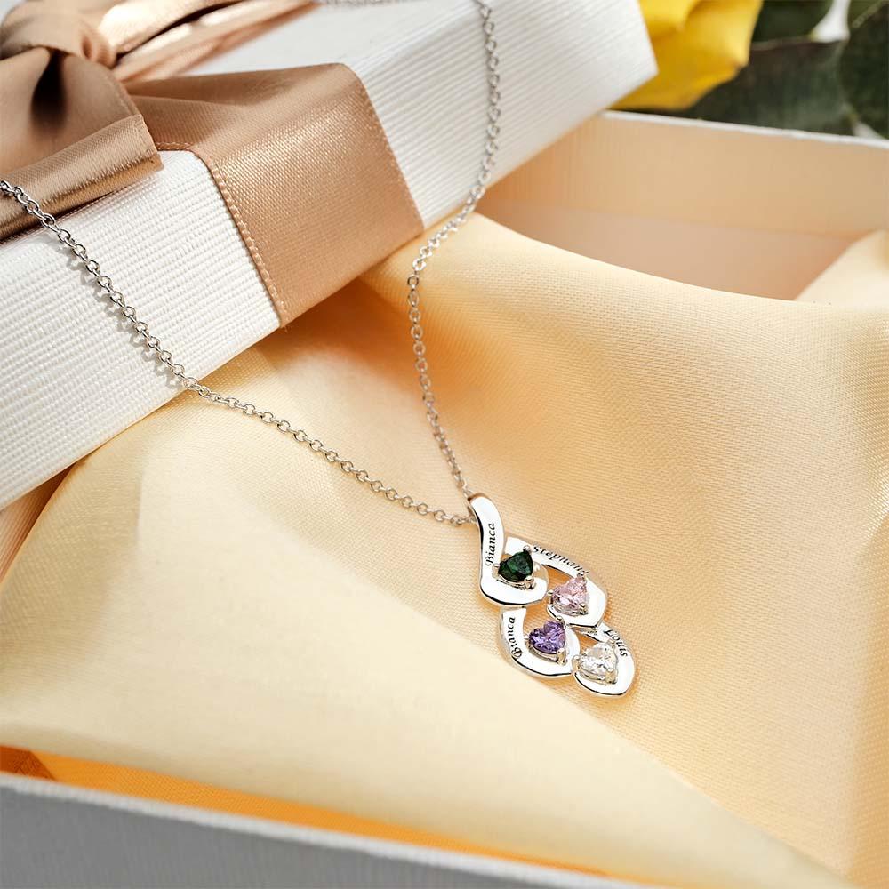 Engravable Twine Heart Birthstone Necklace Colorful Jewelry For Women