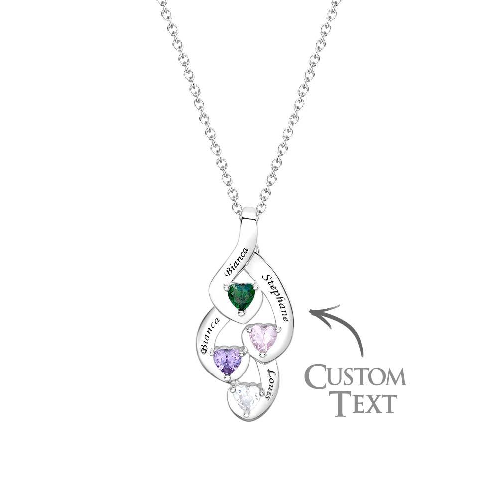Engravable Twine Heart Birthstone Necklace Colorful Jewelry For Women