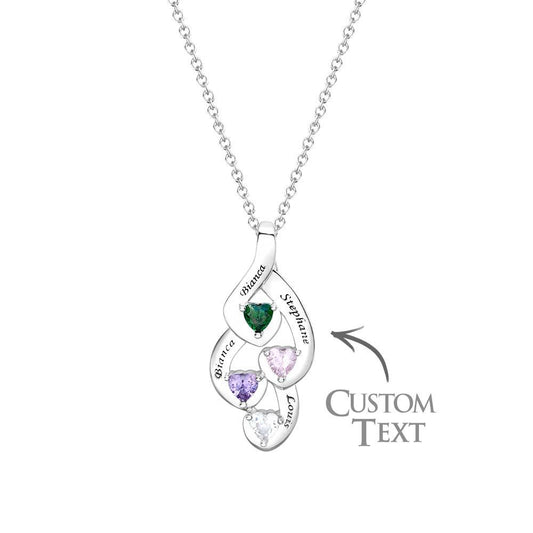 Engravable Twine Heart Birthstone Necklace Colorful Jewelry For Women