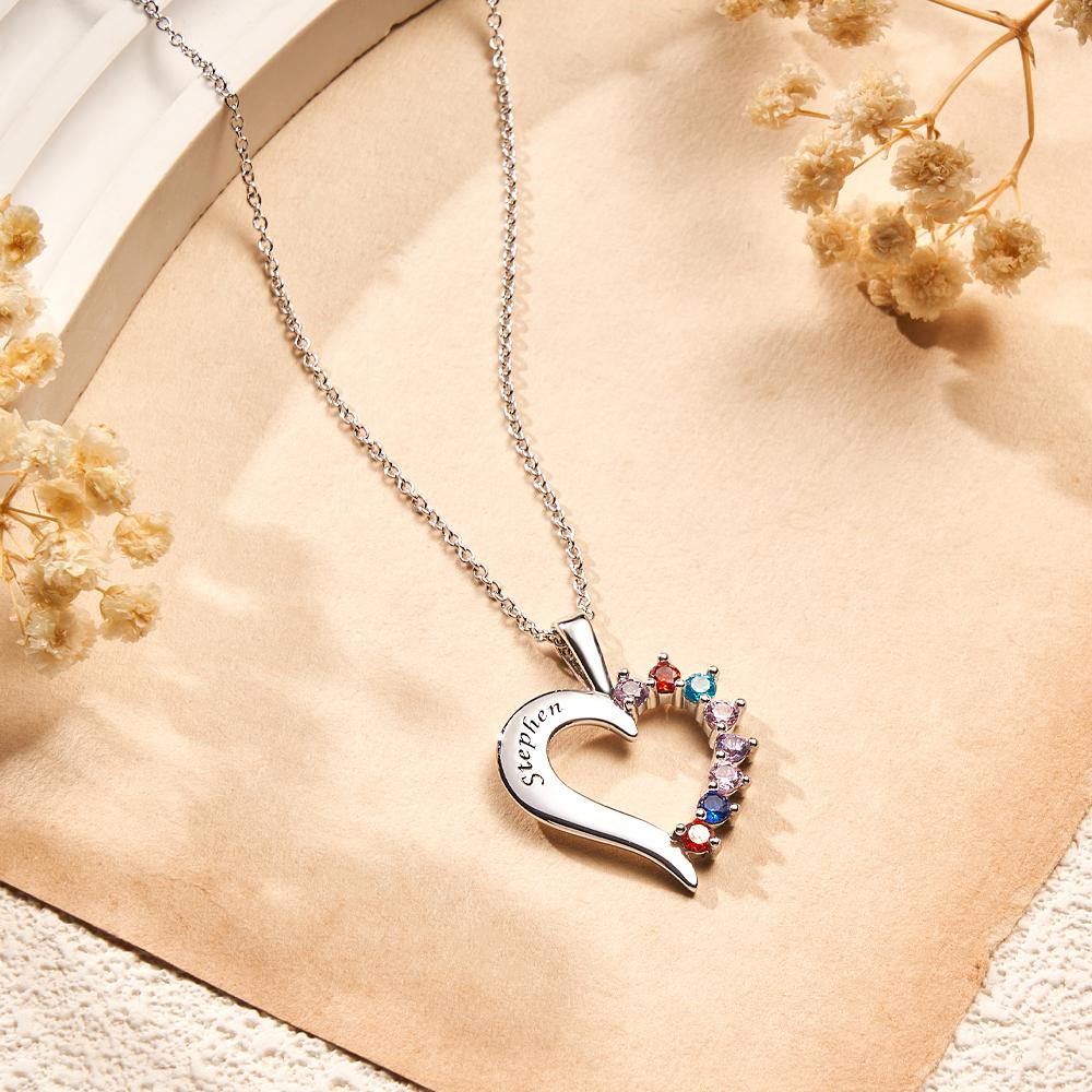 Fashion Birthstone Necklace Heart-Shaped Pendant For Her