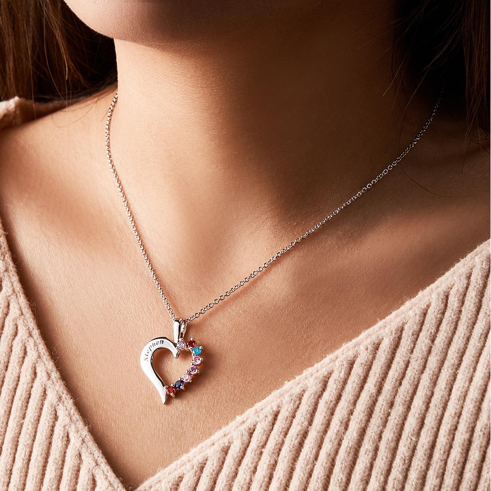 Fashion Birthstone Necklace Heart-Shaped Pendant For Her