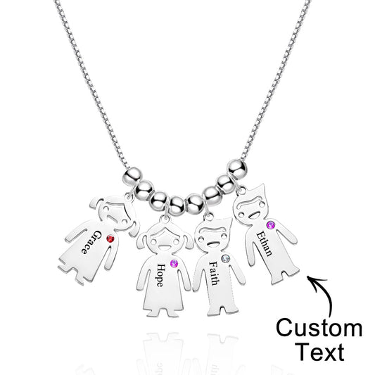 Mother's Necklace with Engravable Birthstone Children's Charms
