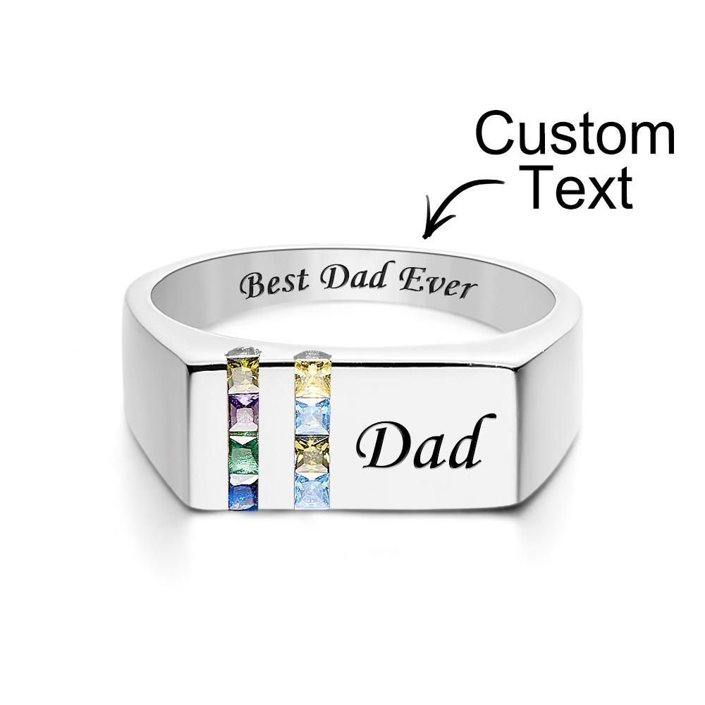 Custom Text Birthstone Ring Personalized Family Ring Gift For Her