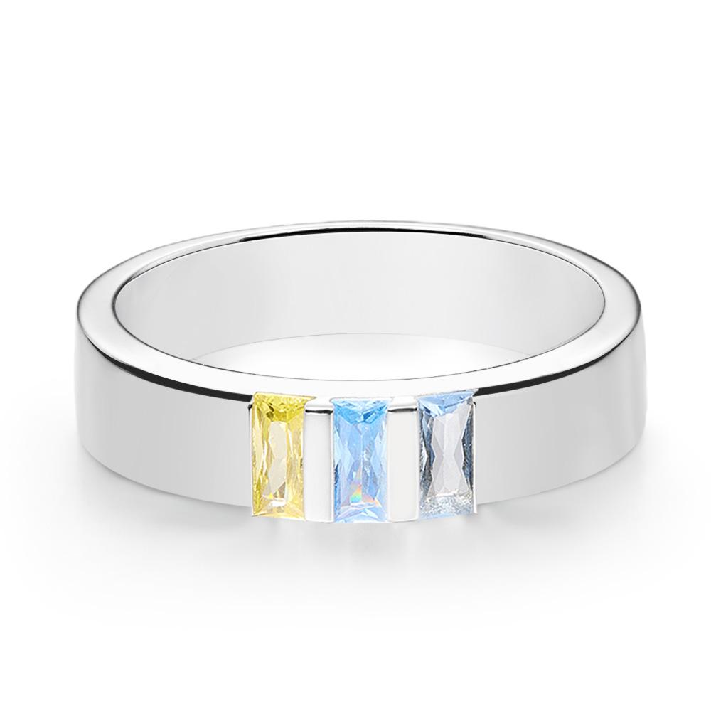Custom Baguette Birthstone Ring Personalized Family Ring Gift For Her