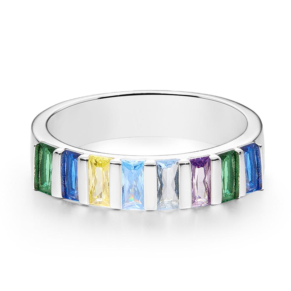 Custom Baguette Birthstone Ring Personalized Family Ring Gift For Her