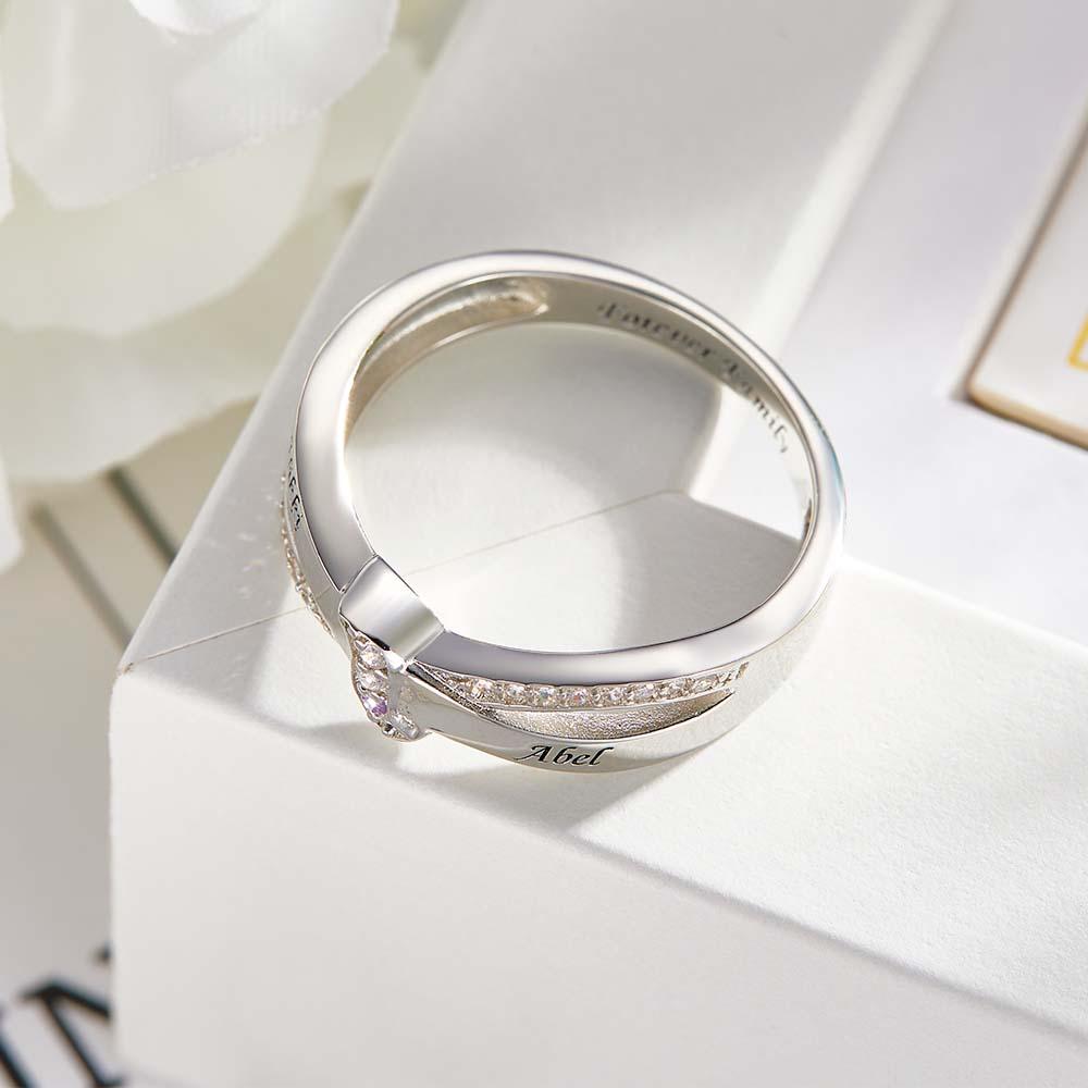 Custom Name and Text Birthstone Ring Personalized Family Ring Gift For Her