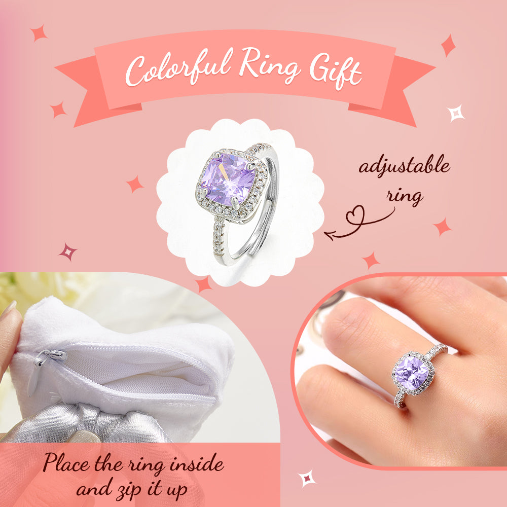 Creative Love Adjustable Ring with Box Plush Toy Couple Ring Fun Gift Propose Memory Valentine's Day Gift for Her