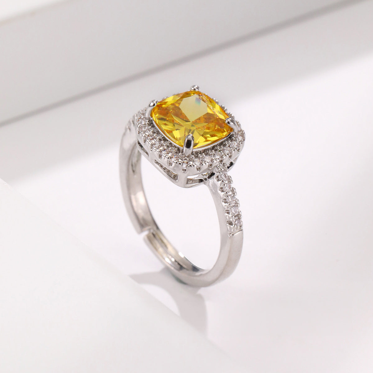 Engagement Ring Adjustable Ring with Flower Gift Box Best Valentine's Day Jewelry Gifts for Her