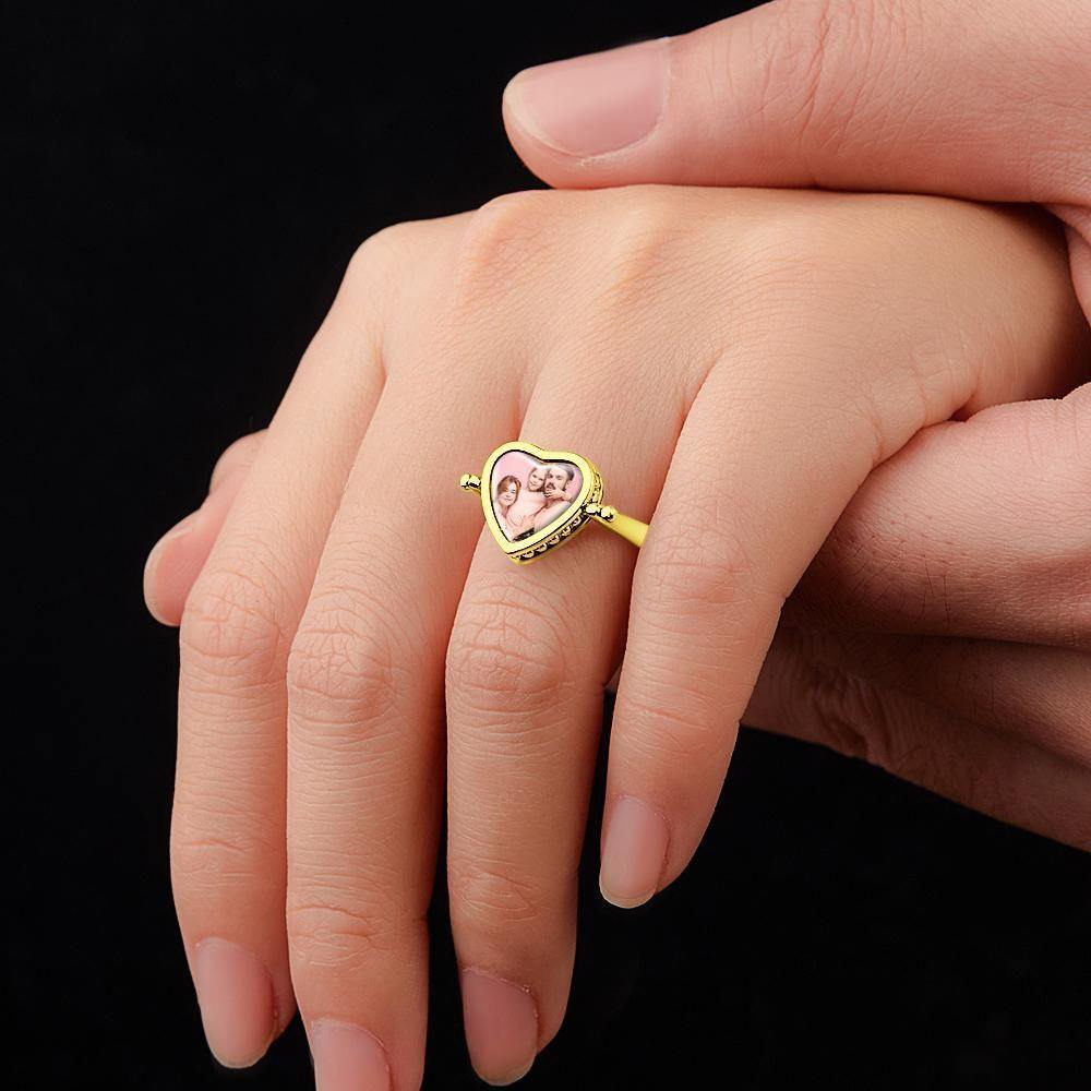 Photo Necklace, Photo Ring Gifts Dual-use (Ring Size 7#) 14k Gold Plated