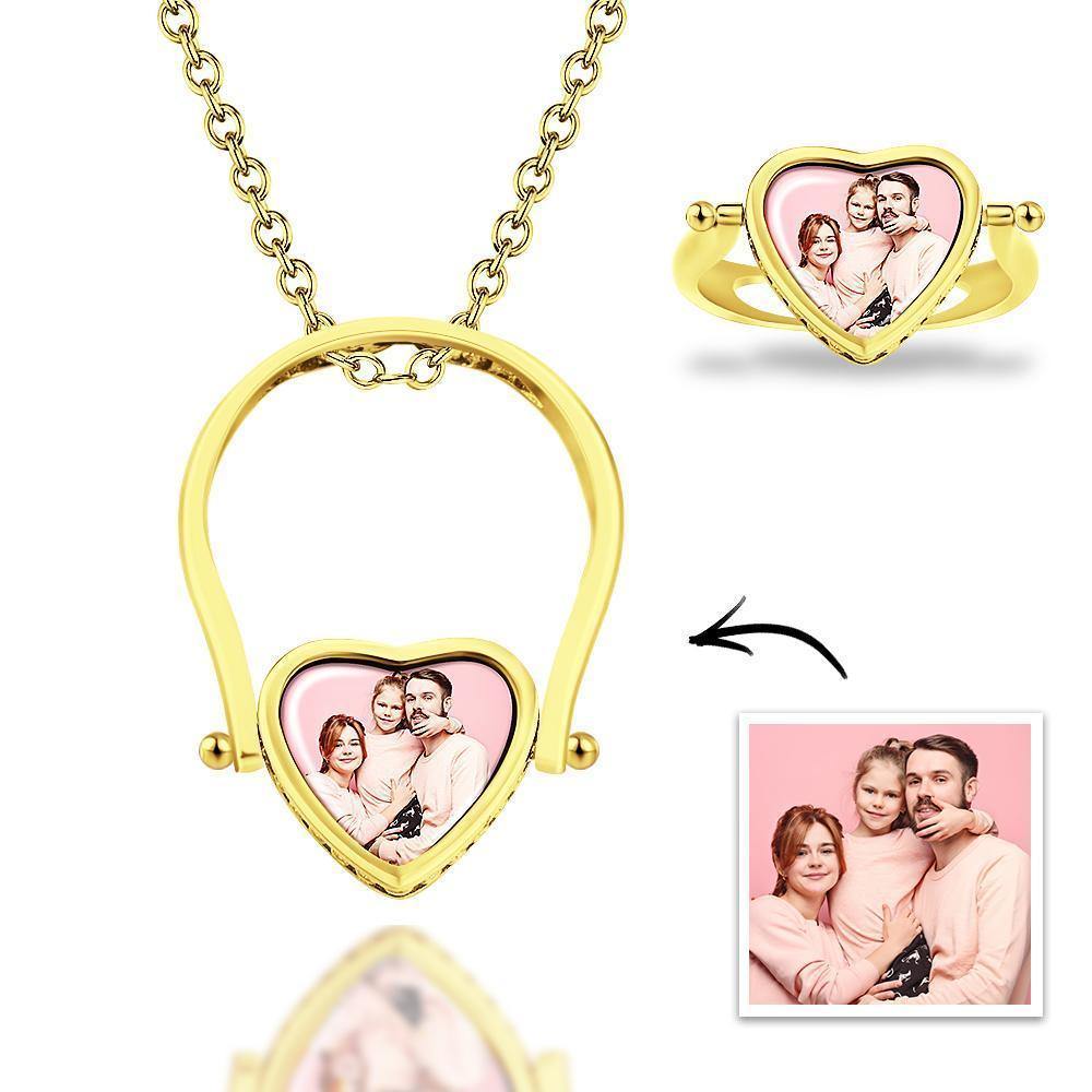 Photo Necklace, Photo Ring Gifts Dual-use (Ring Size 7#)