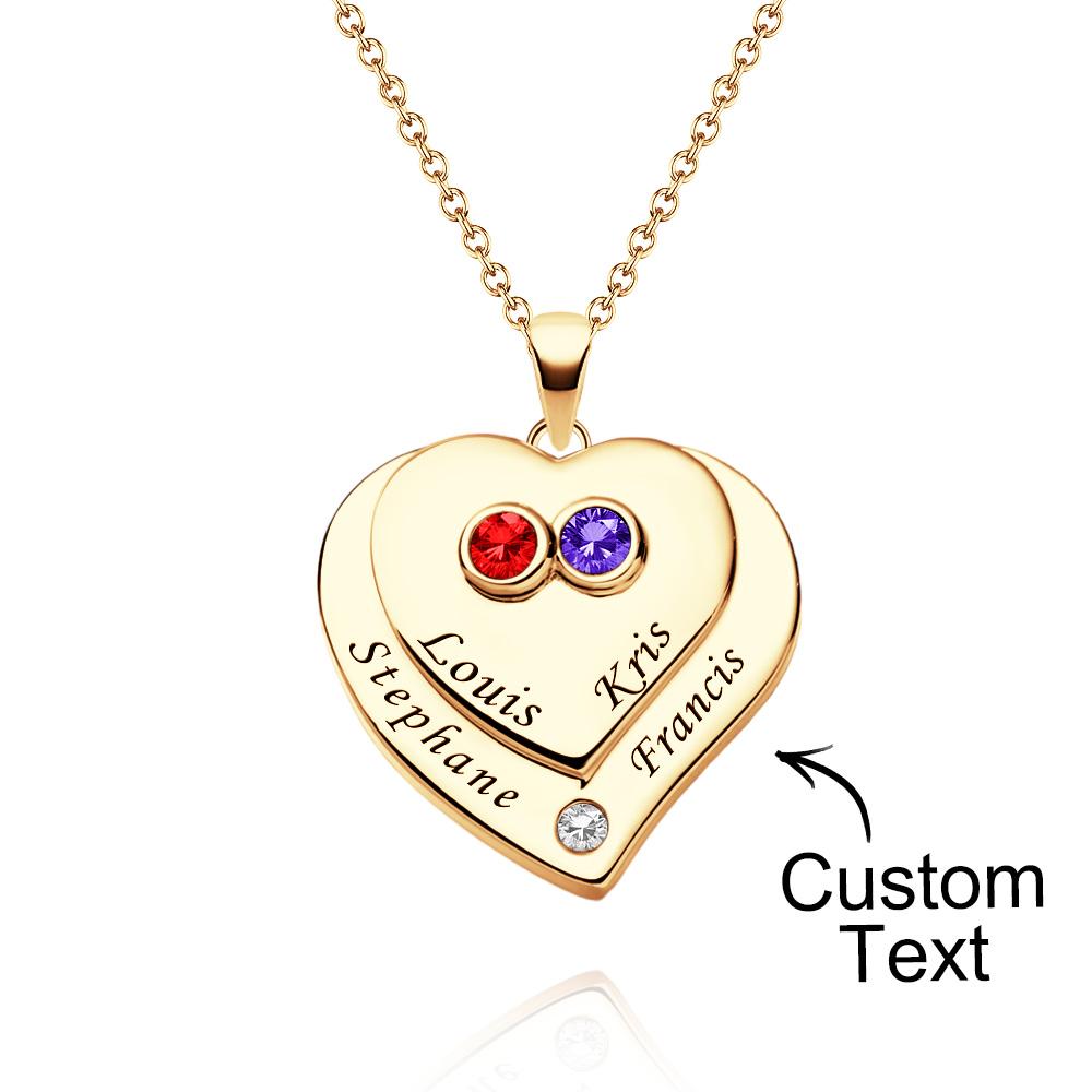 Engravable Double Hearts Necklace With Birthstone Beautiful Jewelry Gifts For Her