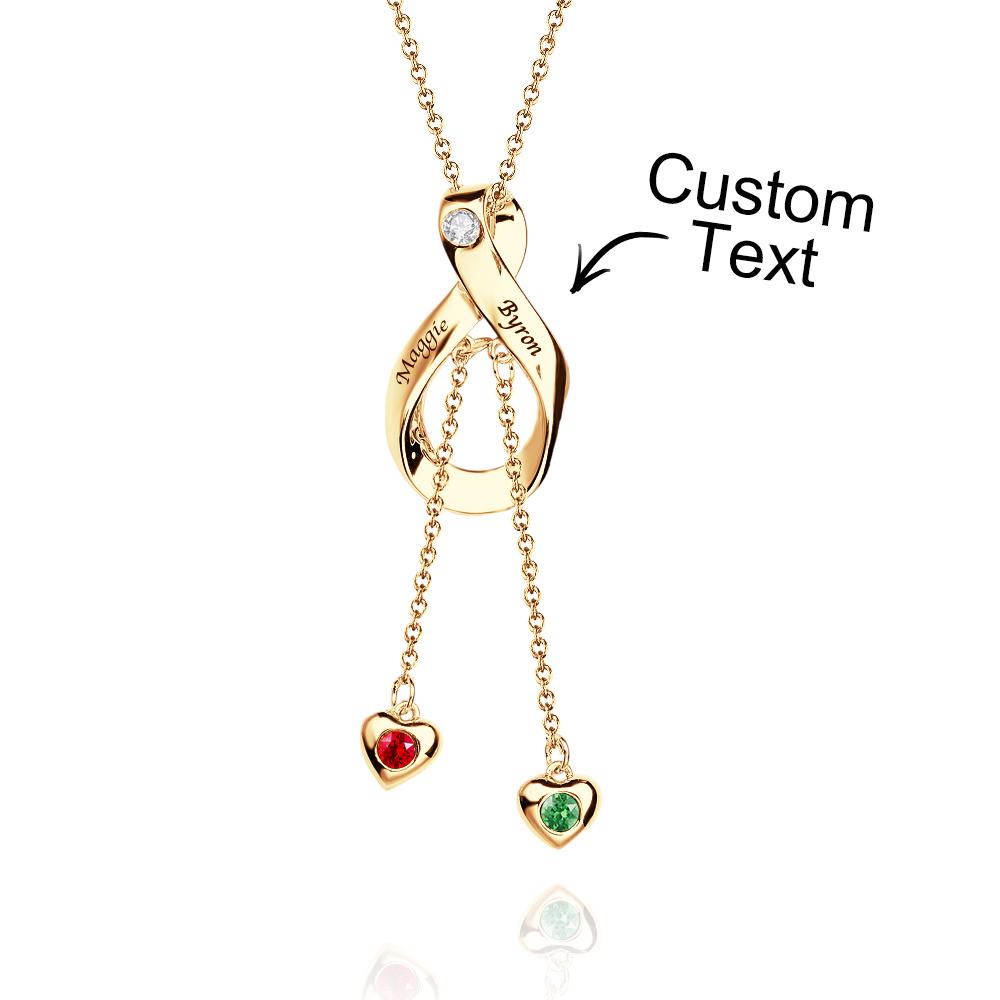 Elegant Engraved Necklace With Heart Birthstone Pendant Jewelry For Her