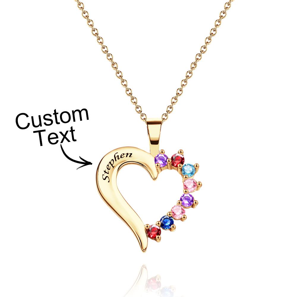 Fashion Birthstone Necklace Heart-Shaped Pendant For Her
