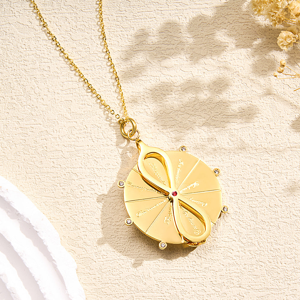 Custom Engraved Turntable Necklace Double Side Disc Proverb Pendant Love Gift