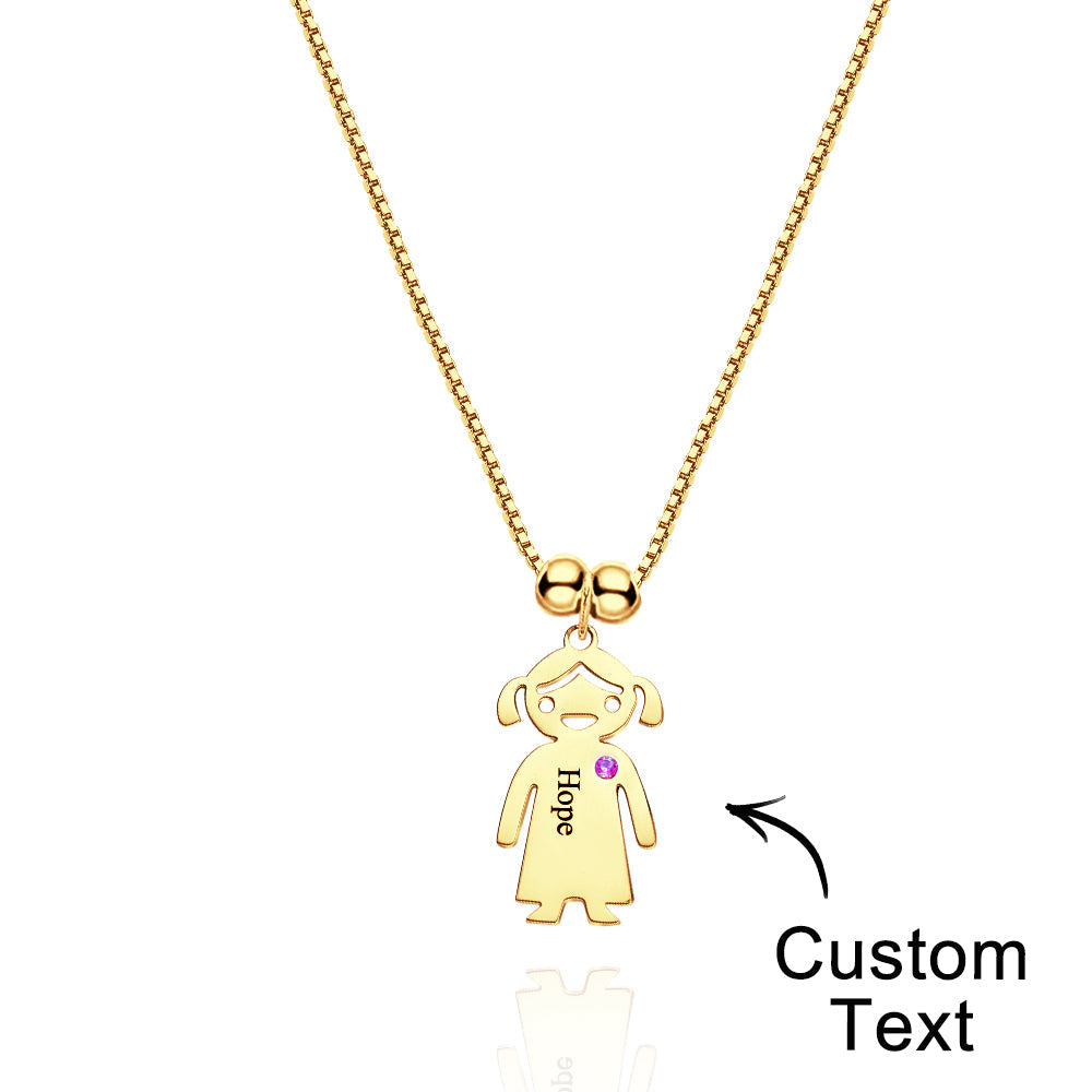 Mother's Necklace with Engravable Birthstone Children's Charms