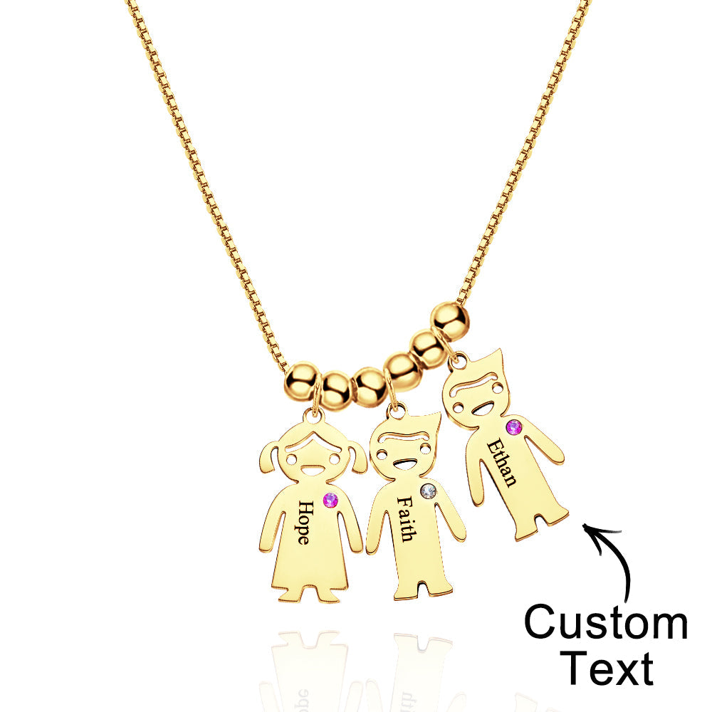 Mother's Necklace with Engravable Birthstone Children's Charms