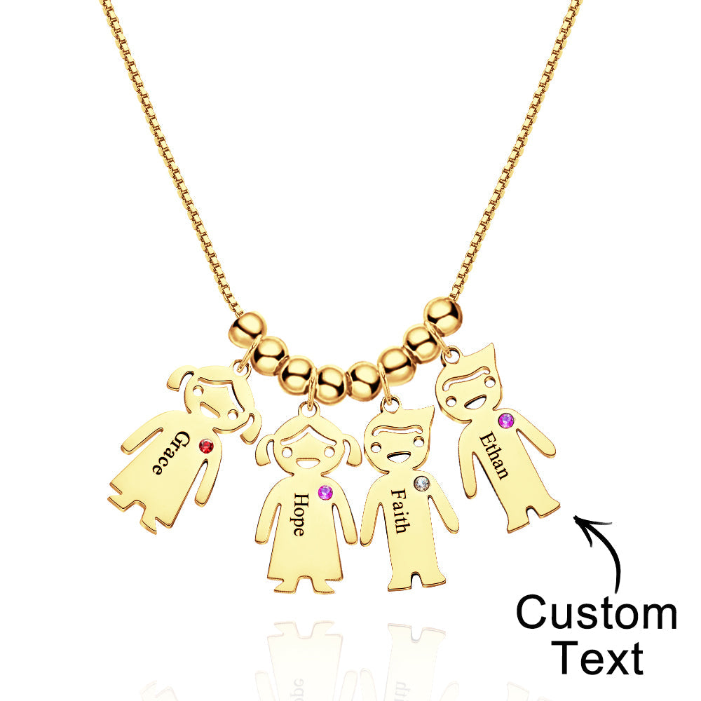 Mother's Necklace with Engravable Birthstone Children's Charms