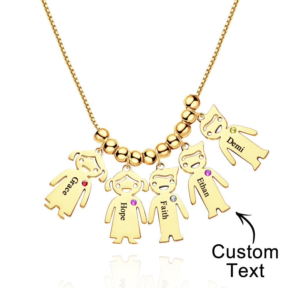 Mother's Necklace with Engravable Birthstone Children's Charms