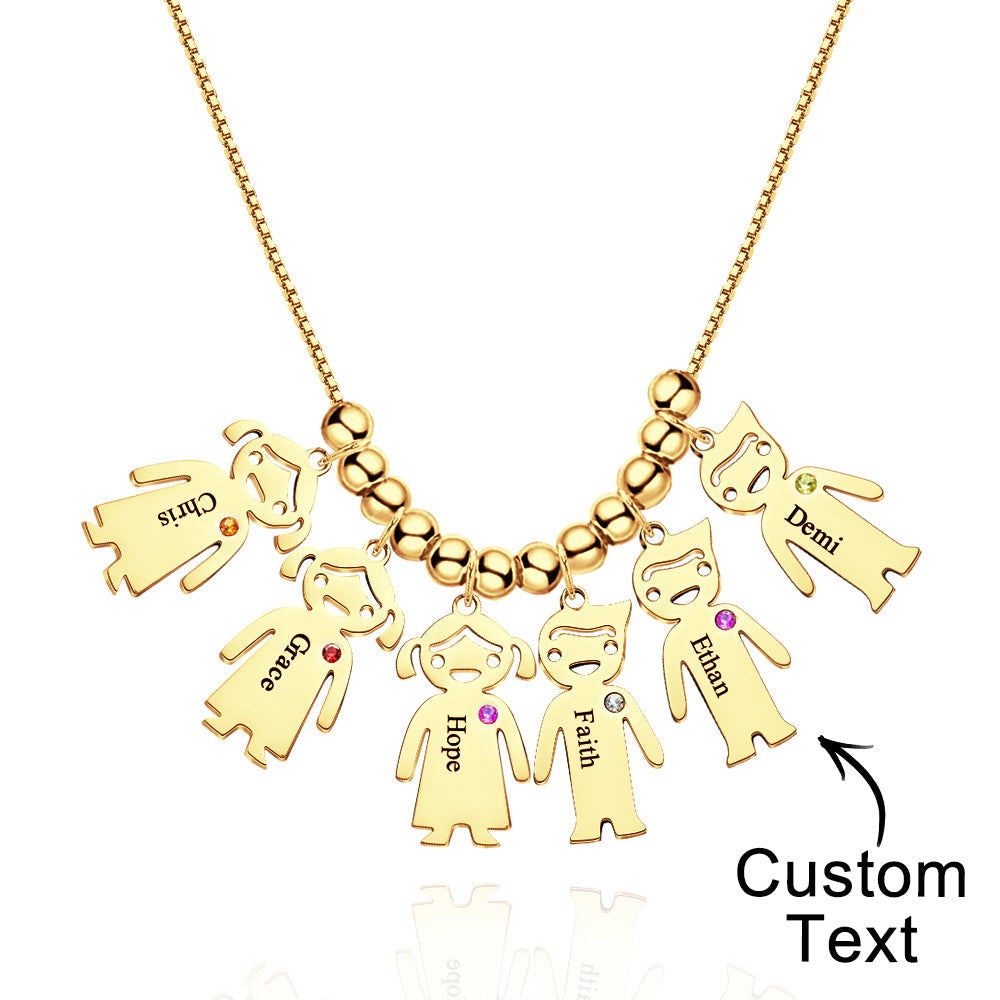 Mother's Necklace with Engravable Birthstone Children's Charms