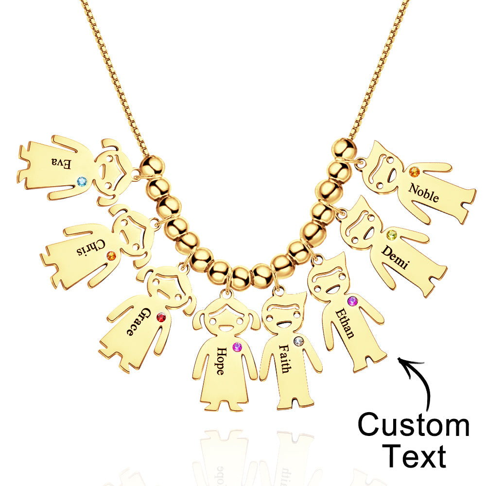 Mother's Necklace with Engravable Birthstone Children's Charms