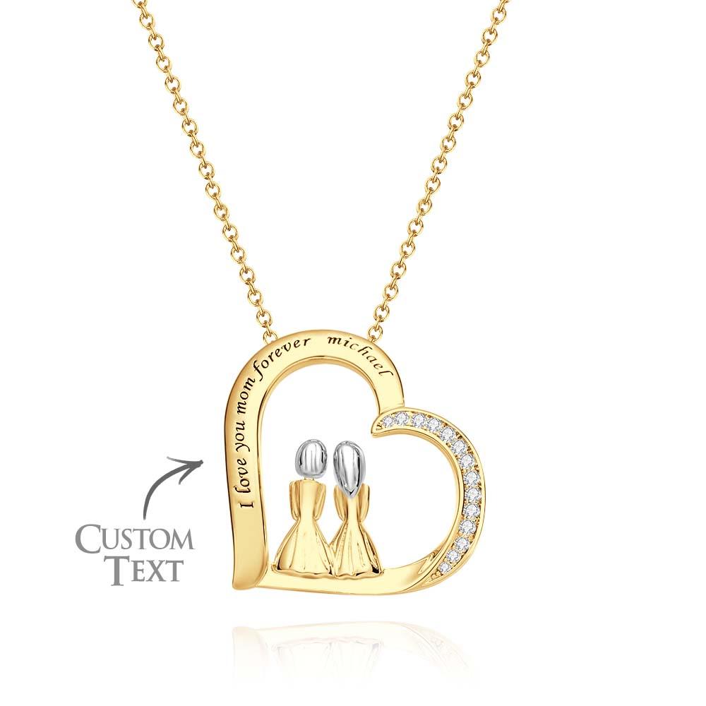 Engravable Zircon Necklace Two Girls Sitting Together Casual Necklace For Friends