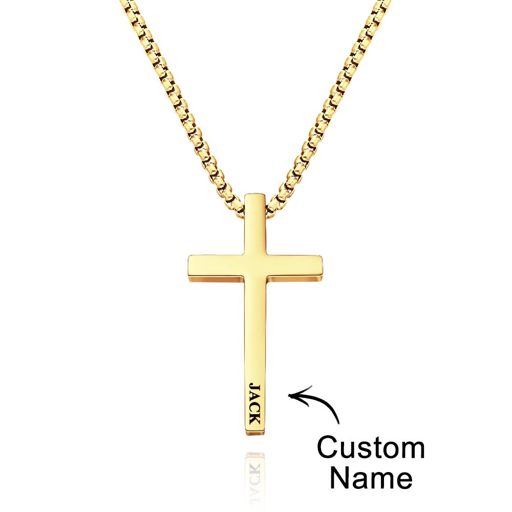 Custom Cross Necklace Engraved Necklace Men's Punk Pendant Necklace Baptism Christian Bible Verse Gifts Gift For Him