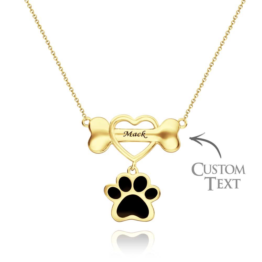 Engravable Pet Paw Theme Necklace Bone Pendant Jewelry For Pet Lovers