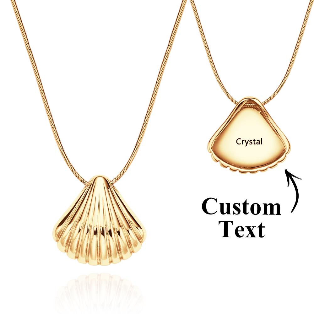 Custom Engraved Necklace Scallop Shell Pendant Gift