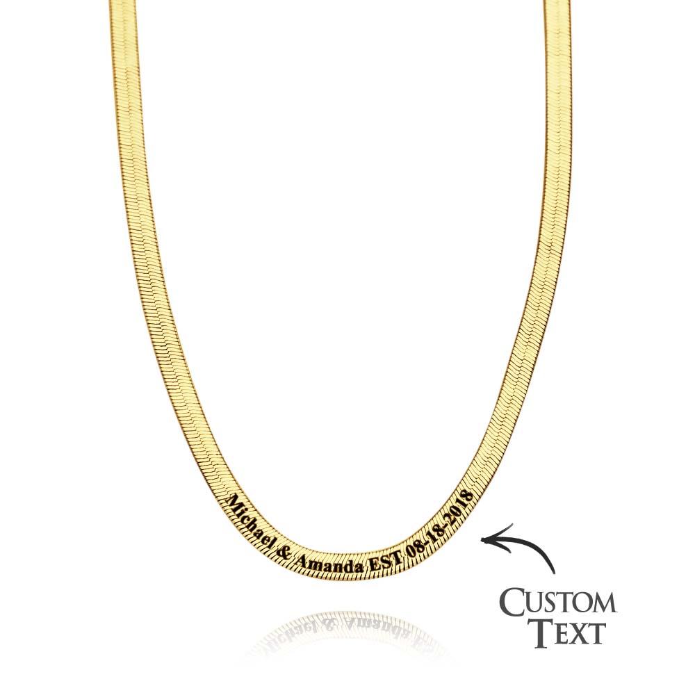 Personalized Engravable Herringbone Chain Necklace Custom Necklace with Personalized Text Gift for Her