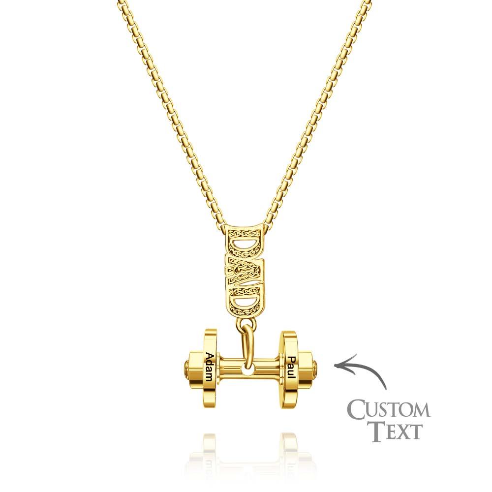 Personalized DAD Dumbbell Charm Necklace Fashionable Pendant Father's Day Gift