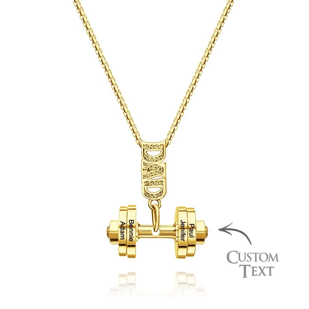 Personalized DAD Dumbbell Charm Necklace Fashionable Pendant Father's Day Gift