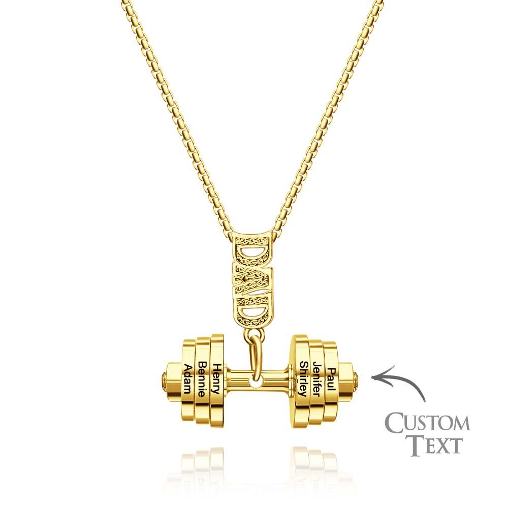 Personalized DAD Dumbbell Charm Necklace Fashionable Pendant Father's Day Gift
