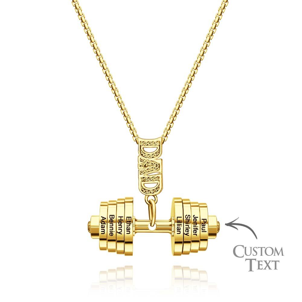 Personalized DAD Dumbbell Charm Necklace Fashionable Pendant Father's Day Gift