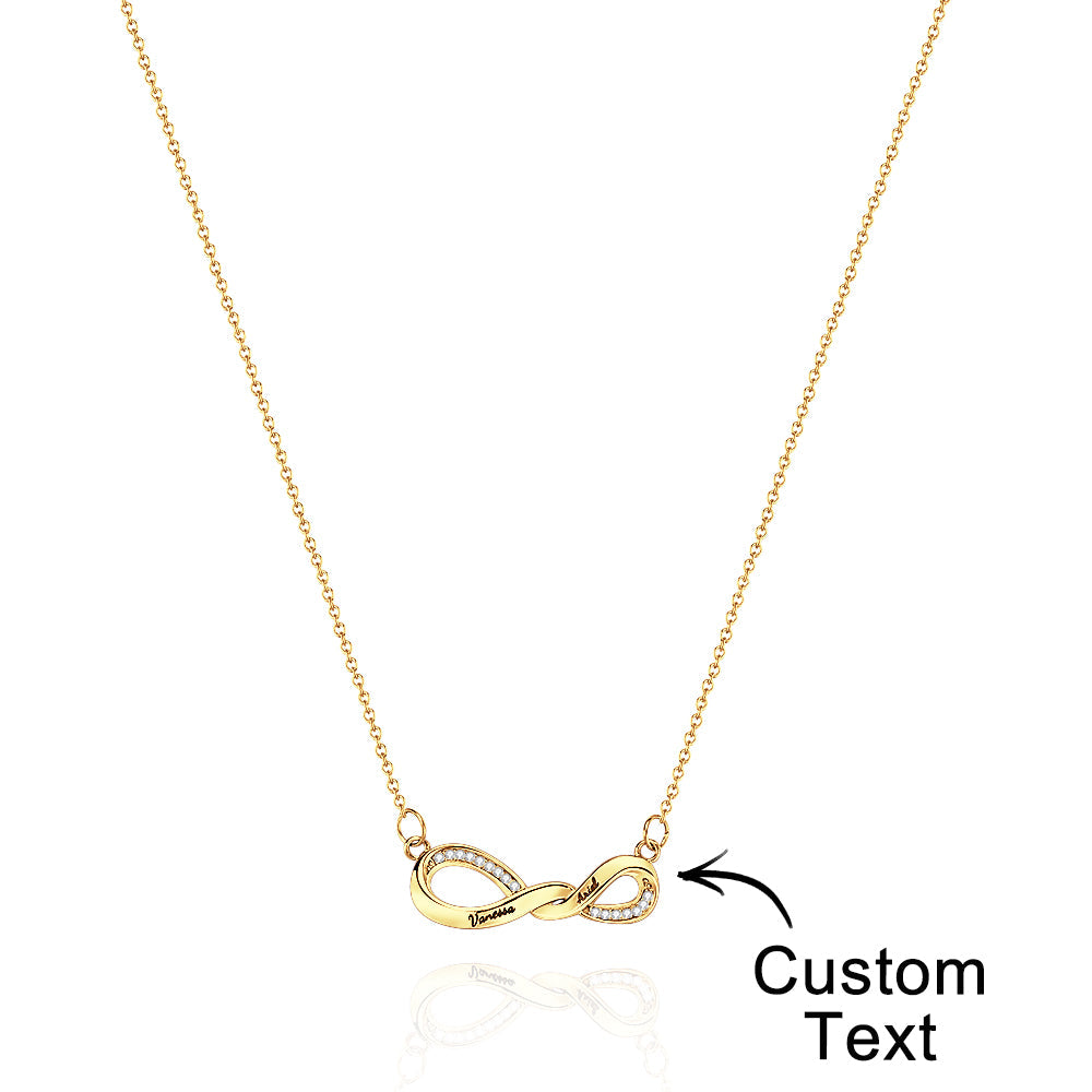 Radiant Engravable Necklace Twisted Infinity Memorial Pendant Gift For Her