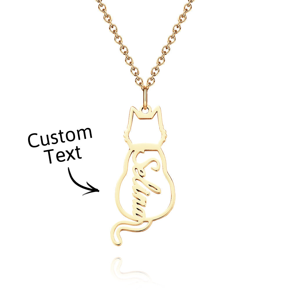 Custom Cat Necklace with Personalized Name Custom Pet Jewelry Cat Jewelry Gifts For Cat Lovers Memorials Gift