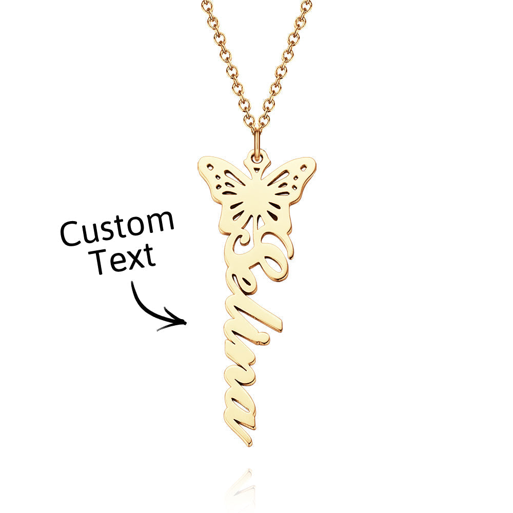 Custom Dainty Birth Butterfly Name Necklace Birthday Bridesmaid Gifts for Mom/Wife/Family/Best Friends