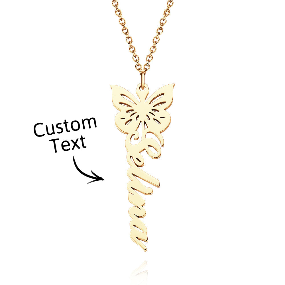 Custom Dainty Birth Butterfly Name Necklace Birthday Bridesmaid Gifts for Mom/Wife/Family/Best Friends