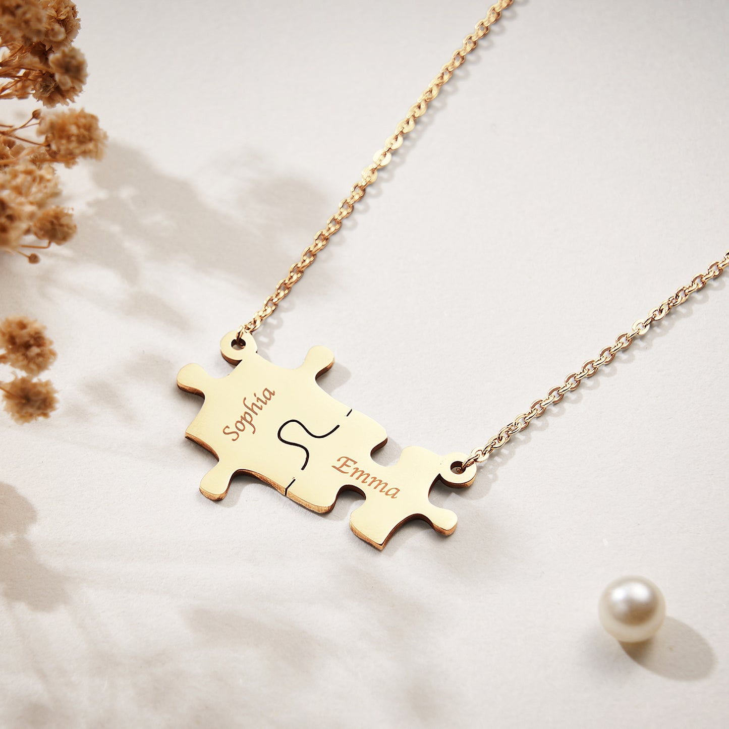 Custom Puzzles Necklace Engraved Name Necklace Kid Mom Matching Necklace Gift for Women Mother's Day Gift
