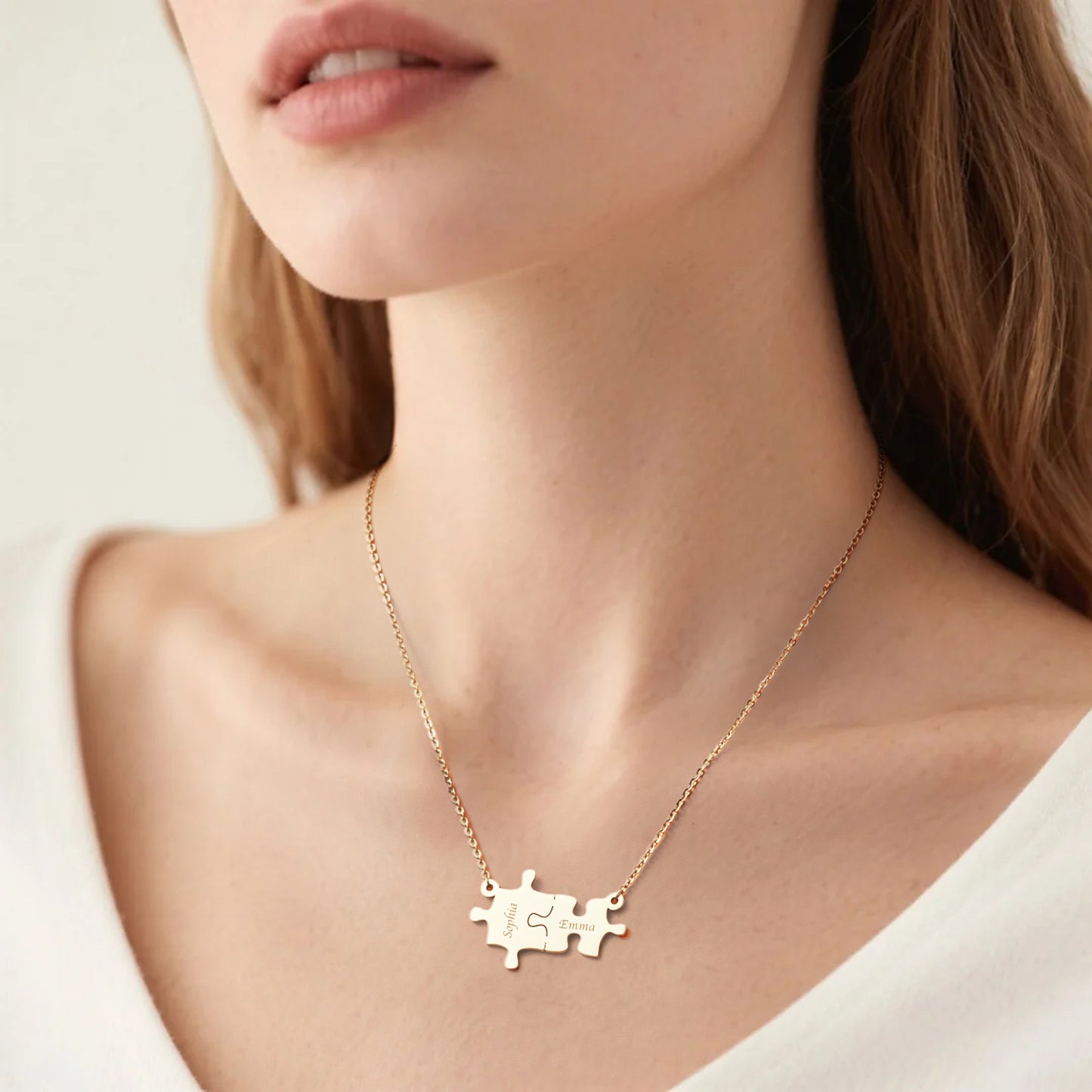 Custom Puzzles Necklace Engraved Name Necklace Kid Mom Matching Necklace Gift for Women Mother's Day Gift