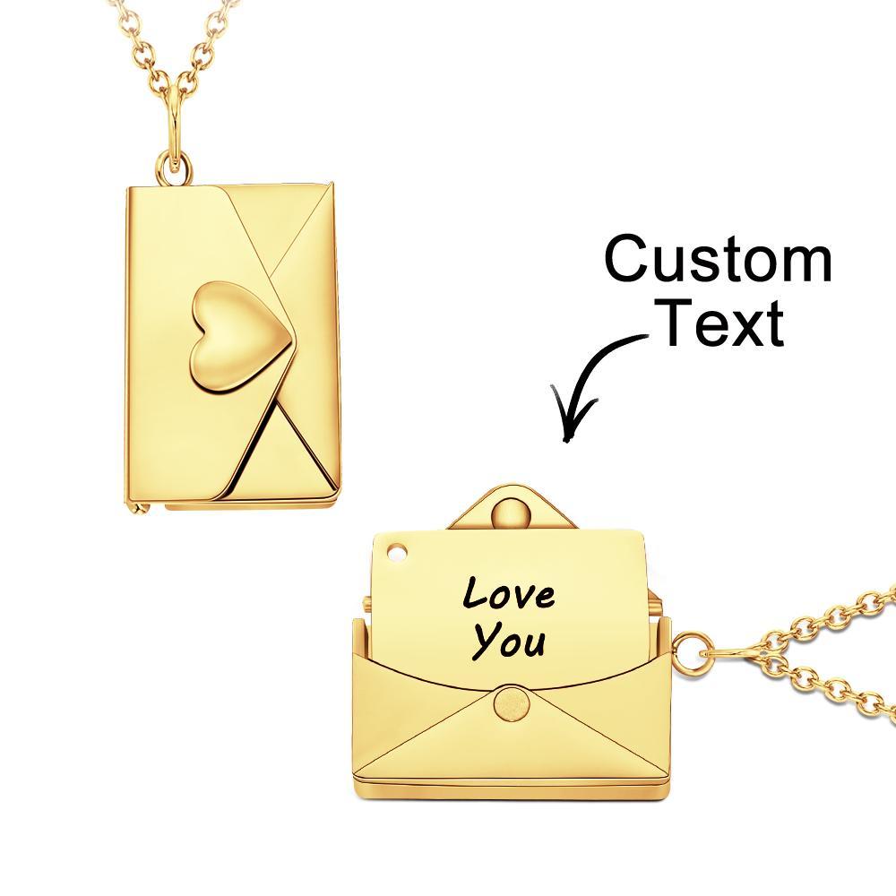 Custom Photo Necklace Engraved Text Jewelry and Key Chains Envelope Letter Secret Message Creative Gifts for Valentines' Day