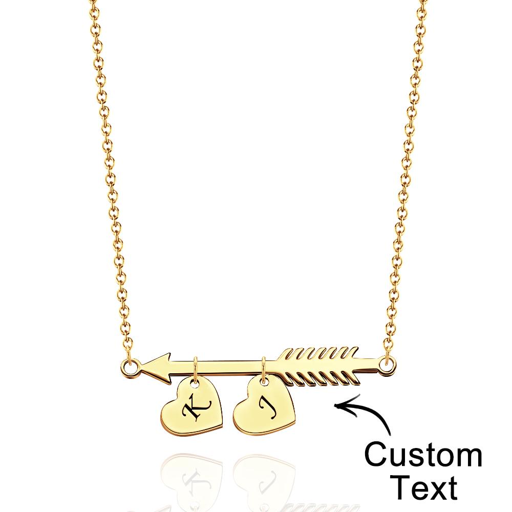 Custom Fish Bones Initial Necklace Heart Shape Pendant Engraved Text Gift for Her