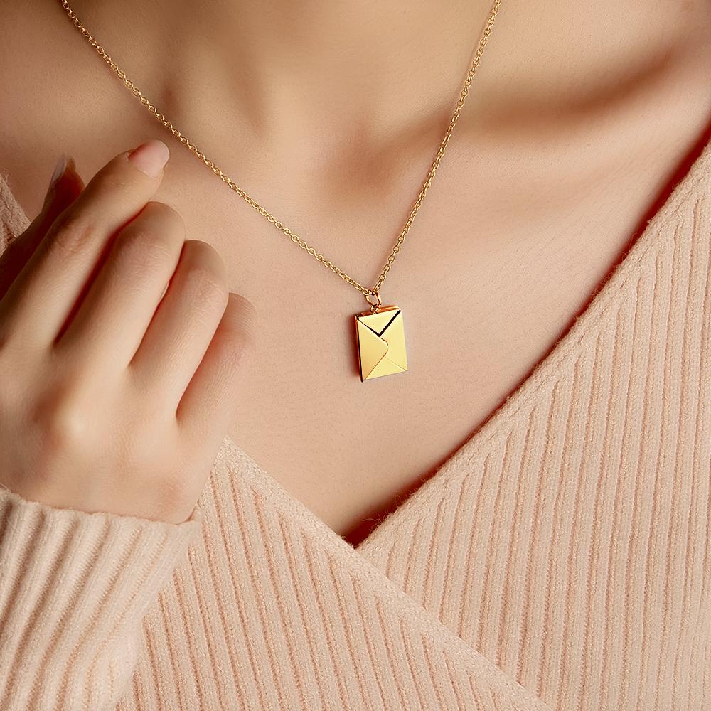 Custom Engraved Necklace Envelope Letter Secret Necklace Message Creative Gifts for Her