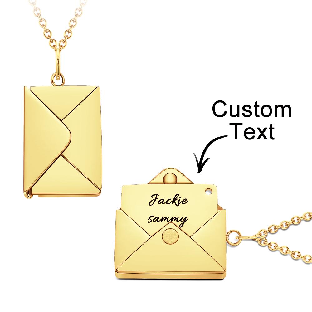 Custom Engraved Necklace Envelope Letter Secret Necklace Message Creative Gifts for Her