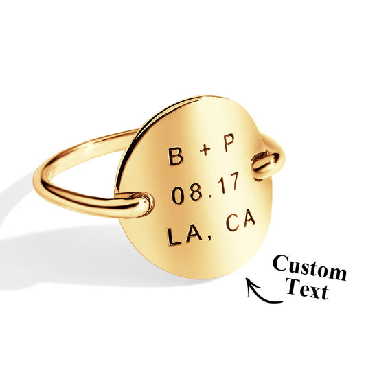 Custom Engraved Oval Ring Personalized Text Ring Gift for Her