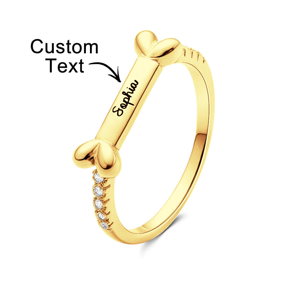 Personalized Cute Pet Ring with Engraved Name Birthday Gift for Cat Dog Pet Lover