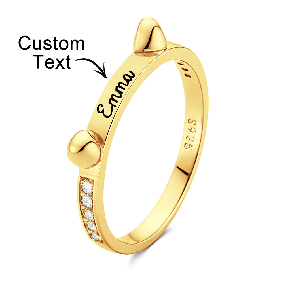 Personalized Cute Pet Ring with Engraved Name Birthday Gift for Cat Dog Pet Lover
