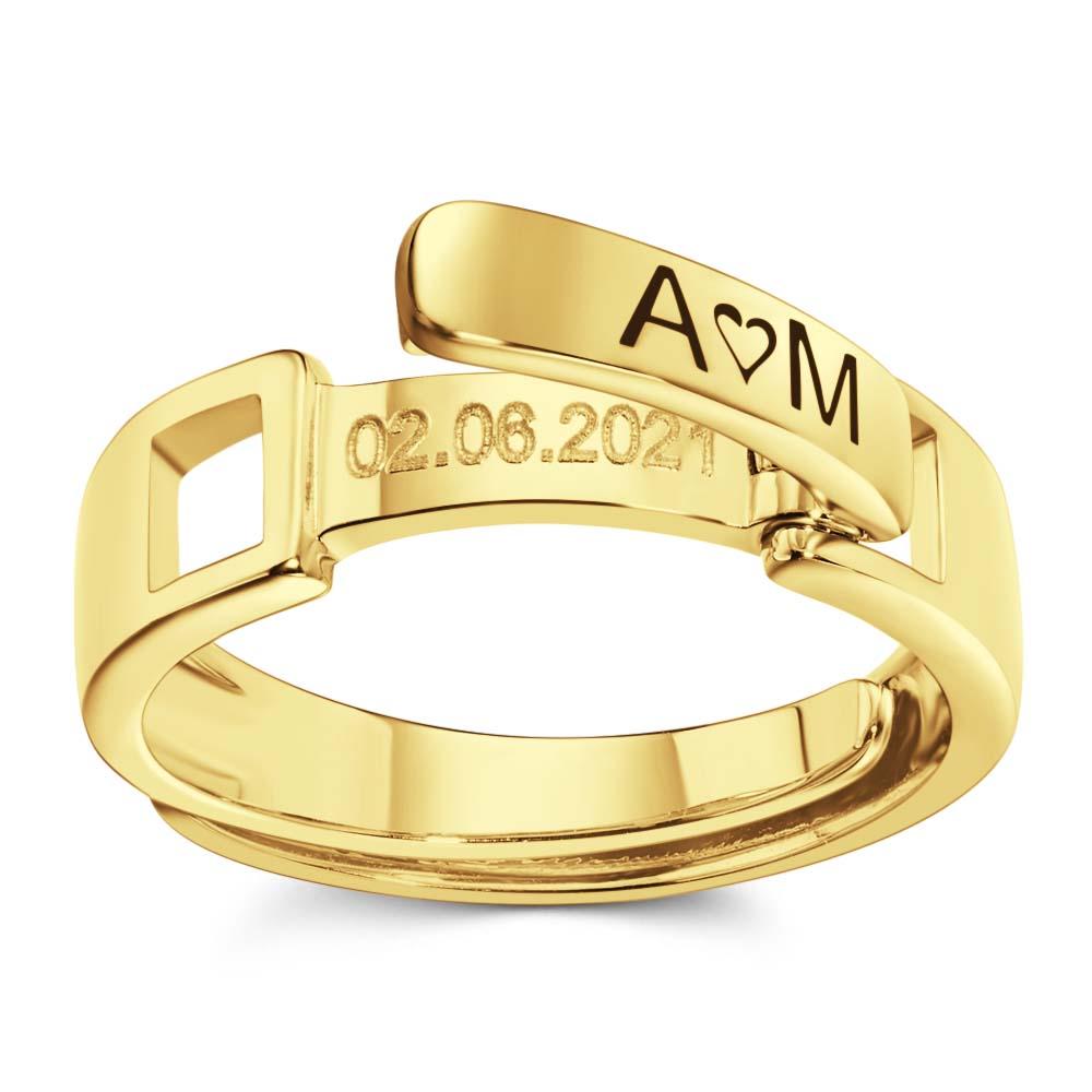 Stackable Name Ring Personalized Custom Name and Date Ring Anniversary Wedding Gift for Her